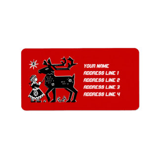 Lapland Girl i Costume Reindeer vid jul Adressetikett