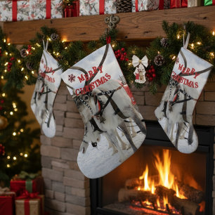 Lapland jul Reindeer & Husky Sled Hundar Stor Julstrumpa