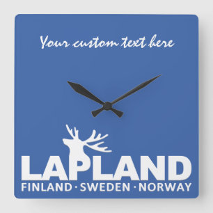 LAPLAND tar tid på beställnings- text & färgvä Fyrkantig Klocka