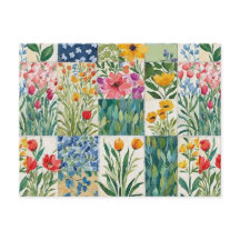 Lappade blomstermönstrade vackra vykort