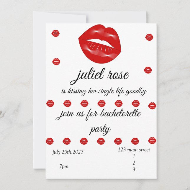 Läppar Bachelorette Party Inbjudningar (Framsida)