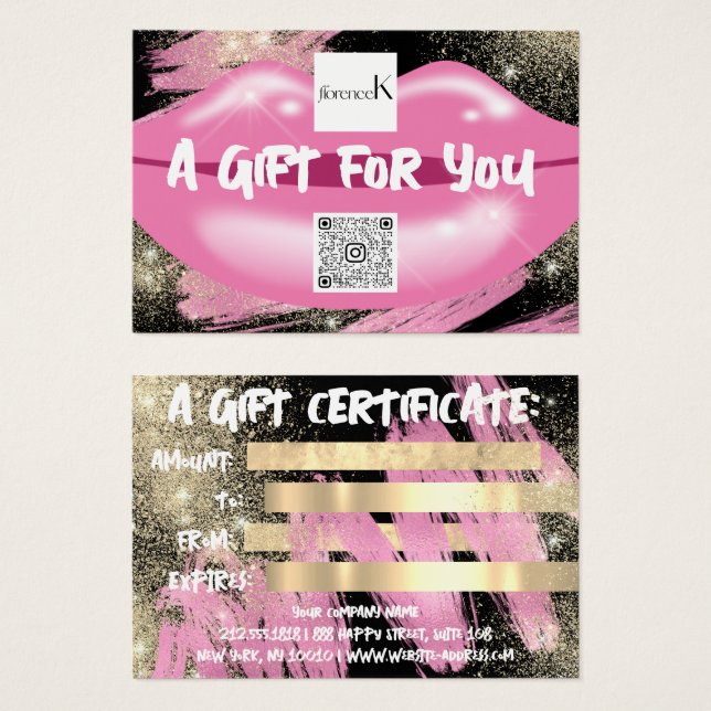 Läppar Black Makeup Artist Studio Logotyp QR 100 D Visitkort (Framsida & baksida)