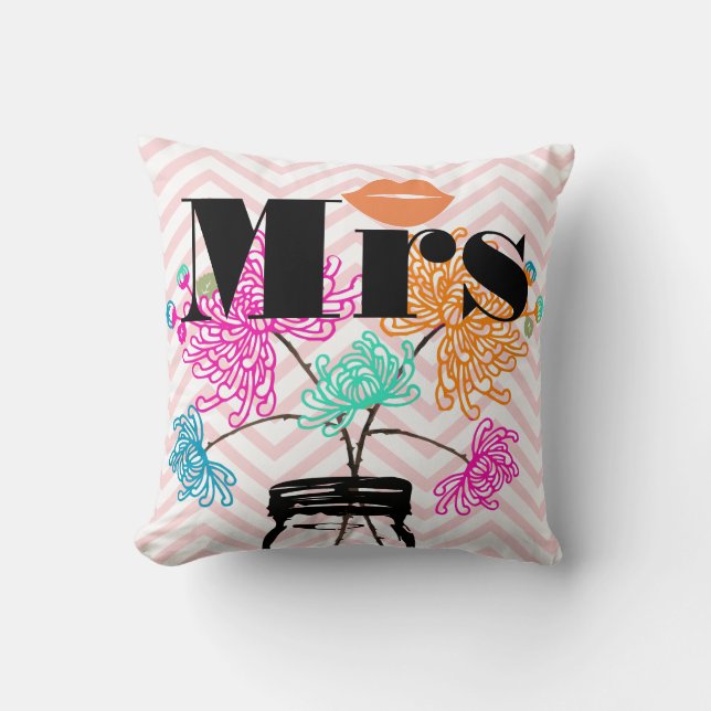 Läppar Blek Rosa Zig Zag Mason Burk Kudde (Framsida)