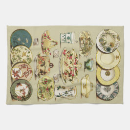 Lappar den engelska chinatallrikar & portionen för kökshandduk