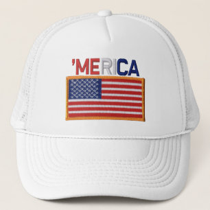 'Lappar den MERICA broderade Sy-Stil US-flagga Truckerkeps
