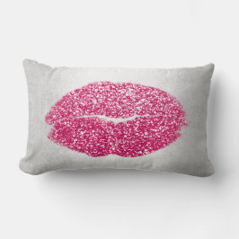 Läppar Glitter Grått Bright Rosa Makeup Kiss Silve Lumbarkudde