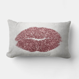 Läppar Glitter Grått  Maroon  Makeup Kiss Silver Lumbarkudde