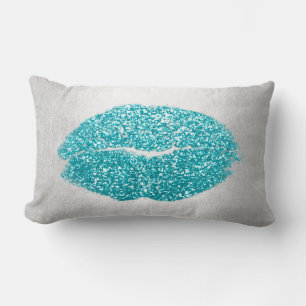 Läppar Glitter Grått Ocean Turquise Makeup Kiss H Lumbarkudde