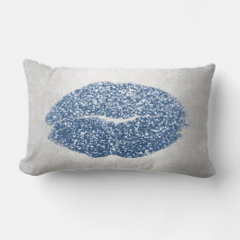 Läppar Glitter Grått Pastel Blue Makeup Kiss Silve Lumbarkudde