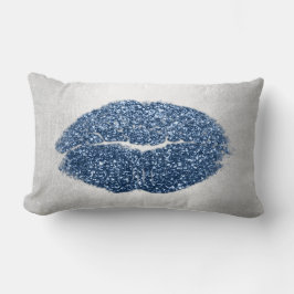 Läppar Glitter Grått Pastel Denim Makeup Kiss Silv Lumbarkudde