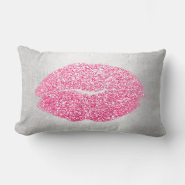 Läppar Glitter Grått Peony Rosa Makeup Kiss Silver Lumbarkudde