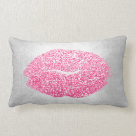 Läppar Glitter Grått Peony Rosa Makeup Kiss Silver Lumbarkudde
