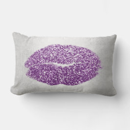 Läppar Glitter Grått Violet Lila Makeup Kiss Himla Lumbarkudde