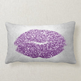 Läppar Glitter Grått Violet Lila Makeup Kiss Himla Lumbarkudde