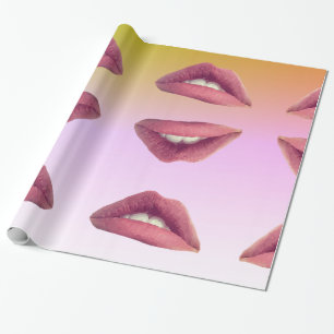 Läppar Glossy Wrapping Papper, 30 x 6 ft Presentpapper