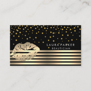 Läppar Guld Black Rand Makeup Artist Beautician Visitkort