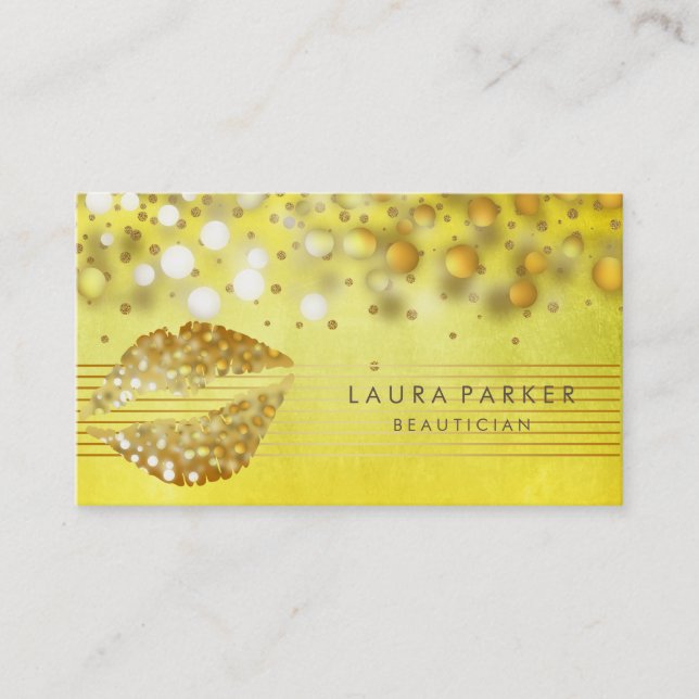 Läppar Guld Rand Makeup Artist Beautician Visitkort (Framsida)