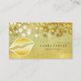 Läppar Guld Rand Makeup Artist Beautician Visitkort