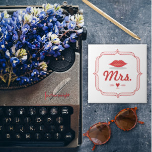 Läppar Hipster Vintage Retro Bride Kakelplatta