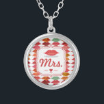 Läppar Hipster Vintage Retro Bride Silverpläterat Halsband<br><div class="desc">Läppar Hipster Vintage Retro Bride</div>