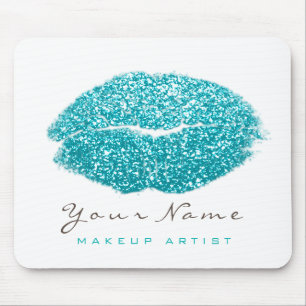 Läppar Kiss av Aqua Ocean White Glitter Namn Makeu Musmatta