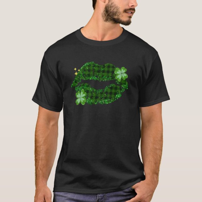 Läppar Kiss Me Jag är Irish Shamrock St patricks d T Shirt (Framsida)