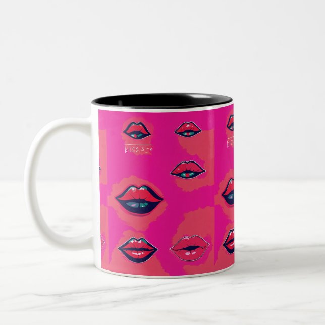 Läppar Kiss Print Mugg - Romantic mugg för vilda f (Vänster)