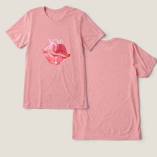 Läppar Kiss XOXO T Shirt (Design fram och bak)