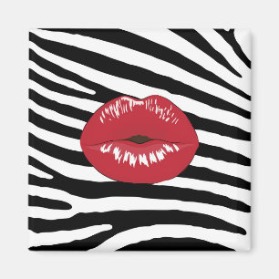 Läppar kyss mode glamor skönhetsmakeup zebra magnet