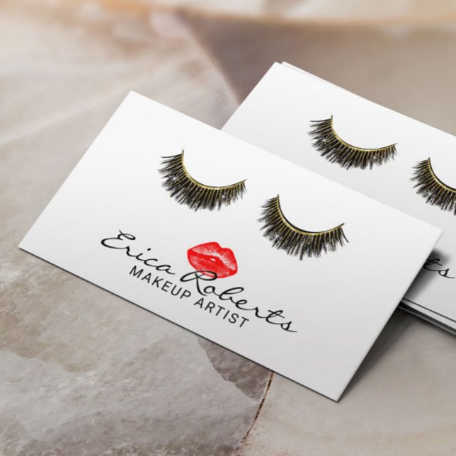 Läppar & Lash Makeup Artist Elegant Beauty Salon Visitkort (Skapare uppladdad)