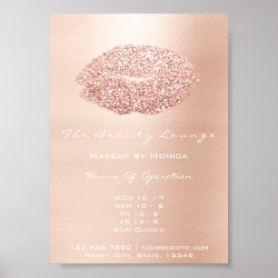 Läppar Makeup Artist Glitter Beauty Rosa Guld Poster