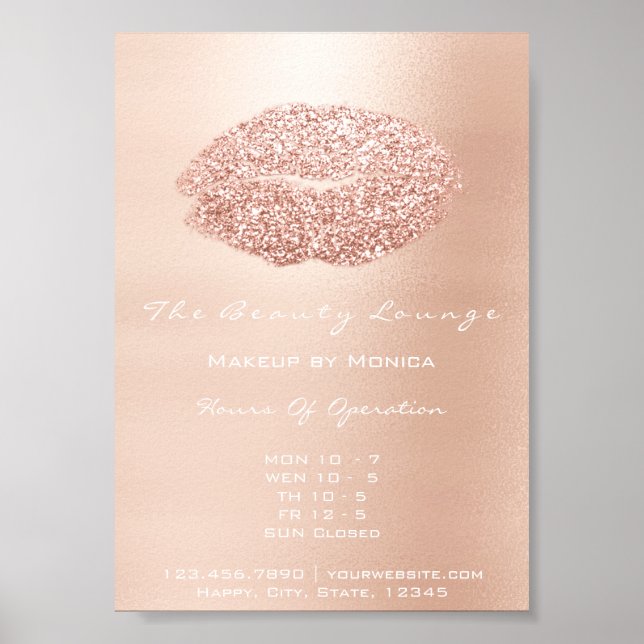 Läppar Makeup Artist Glitter Beauty Rosa Guld Poster (Framsidan)