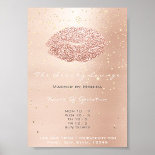 Läppar Makeup Artist Glitter Ro Guld confetti Poster