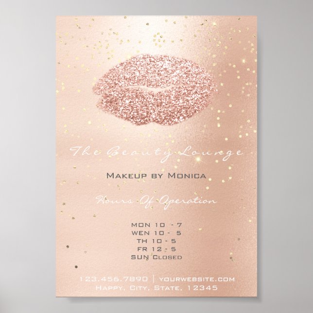Läppar Makeup Artist Glitter Ro Guld confetti Poster (Framsidan)