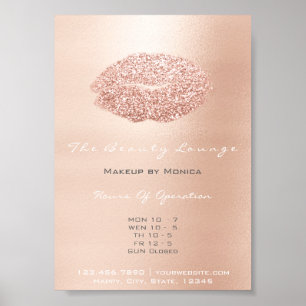 Läppar Makeup Artist Glitter Ro Guld Grått Kiss Poster