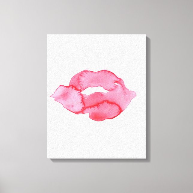 Läppar makeup-branding för rosa av vattenfärg canvastryck (Framsida)
