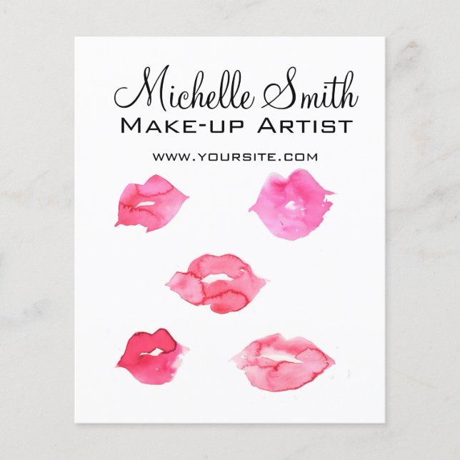 Läppar makeup-branding för rosa av vattenfärg flygblad (Framsidan)