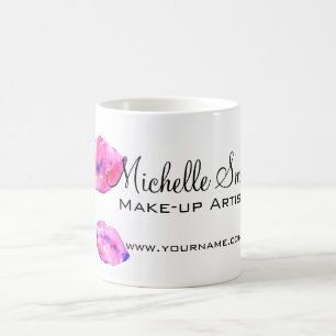 Läppar makeup-branding för rosa av vattenfärg kaffemugg