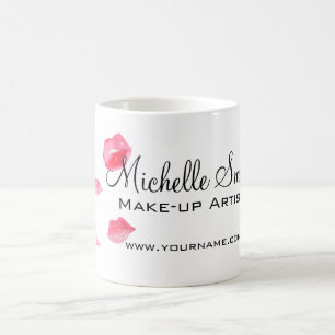 Läppar makeup-branding för rosa av vattenfärg kaffemugg