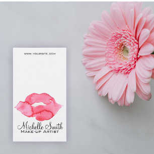 Läppar makeup-branding för rosa av vattenfärg visitkort