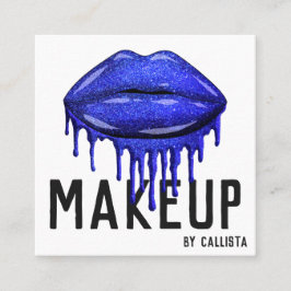 Läppar Makeup, glamous Sparkly Blue Glitter Drips Fyrkantigt Visitkort