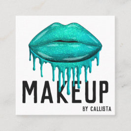 Läppar Makeup, Glamous Sparkly Glitter Drips Fyrkantigt Visitkort