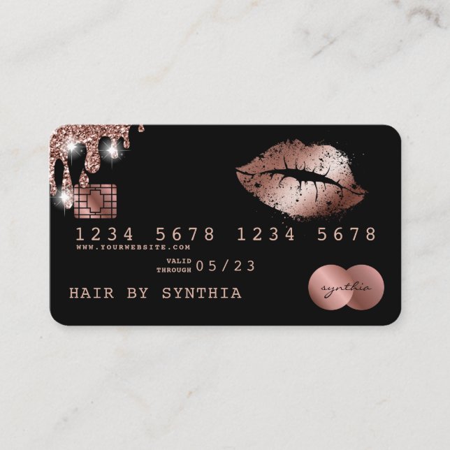 Läppar makeup-läppstift Kredit-kort formaterat Ro  Visitkort (Framsida)