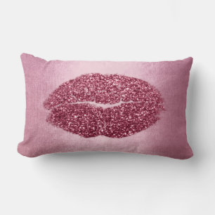Läppar Maroon Peony Burgundy Makeup Kiss Lumbarkudde