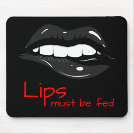 Läppar måste matas sensuell läppar svart musknapp musmatta