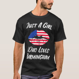 Läppar Mouth Kärlek American Flagga Birmingham T Shirt