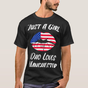 Läppar Mouth Kärlek American Flagga Manchester T Shirt