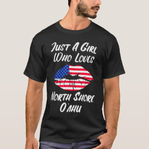 Läppar Mouth Kärlek American Flagga North Shore Oa T Shirt
