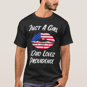 Läppar Mouth Kärlek American Flagga Providence T Shirt
