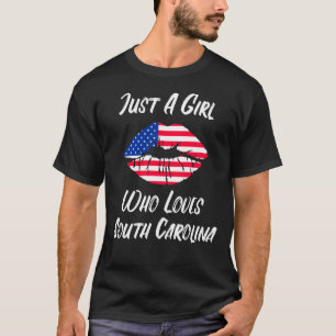 Läppar Mouth Kärlek American Flagga South Carolina T Shirt